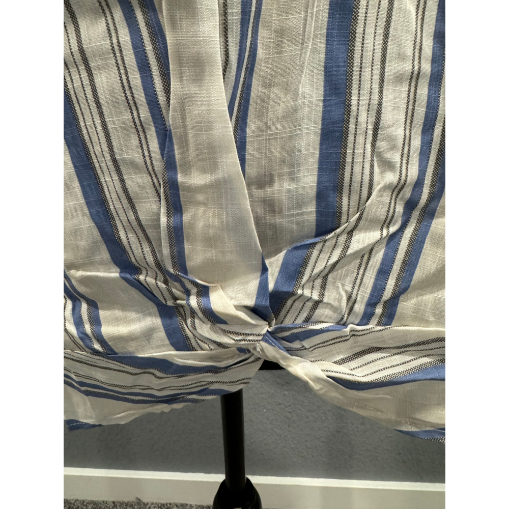Cotton Bleu Striped Blouse with Front Knot, SZ M NWOT - Picture 6 of 11